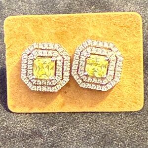 Nordstrom Silver and Yellow Double Halo Earrings